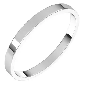 10K White Gold Flat Ultra-Light Wedding Band, 2 mm Wide