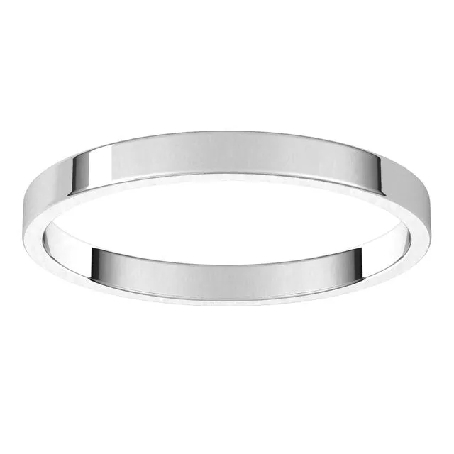 10K White Gold Flat Ultra-Light Wedding Band, 2 mm Wide