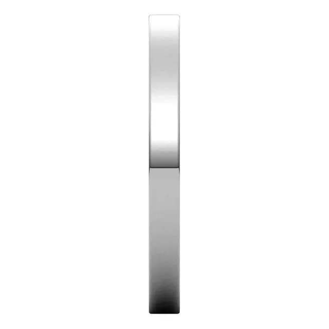10K White Gold Flat Ultra-Light Wedding Band, 2 mm Wide