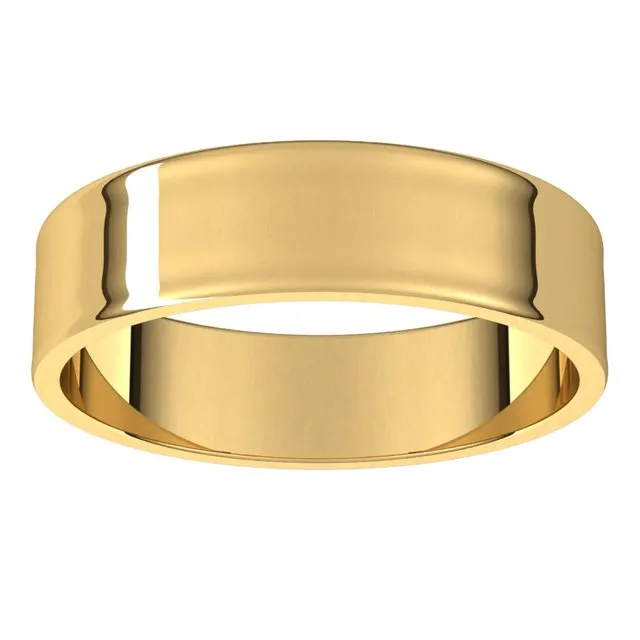 10K Yellow Gold Flat Ultra-Light Wedding Band, 5 mm Wide