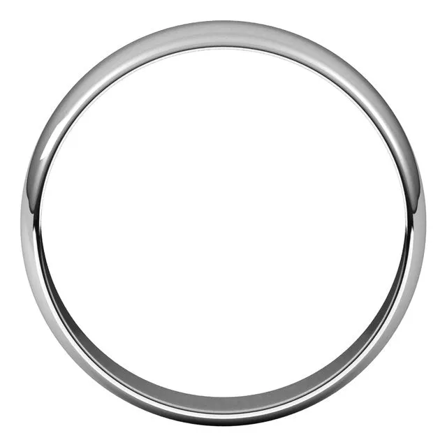 18K White Gold Half Round Ultra-Light Wedding Band, 5 mm Wide