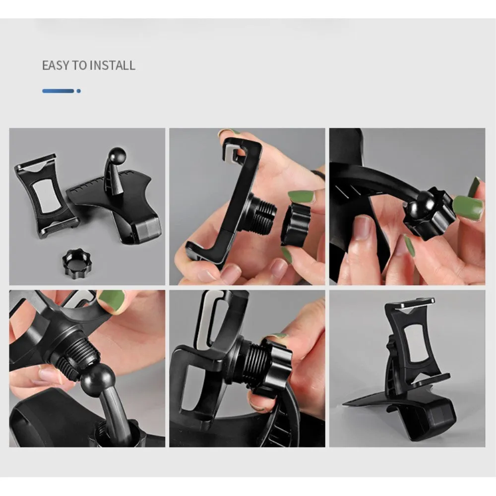 3 in 1 Car GPS Smartphone Holder: Dashboard / Visor Clamp   AC Grid Clip for HUAWEI P SMART  (2018) - Black