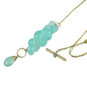 Aqua Chalcedony Cluster Toggle Necklace