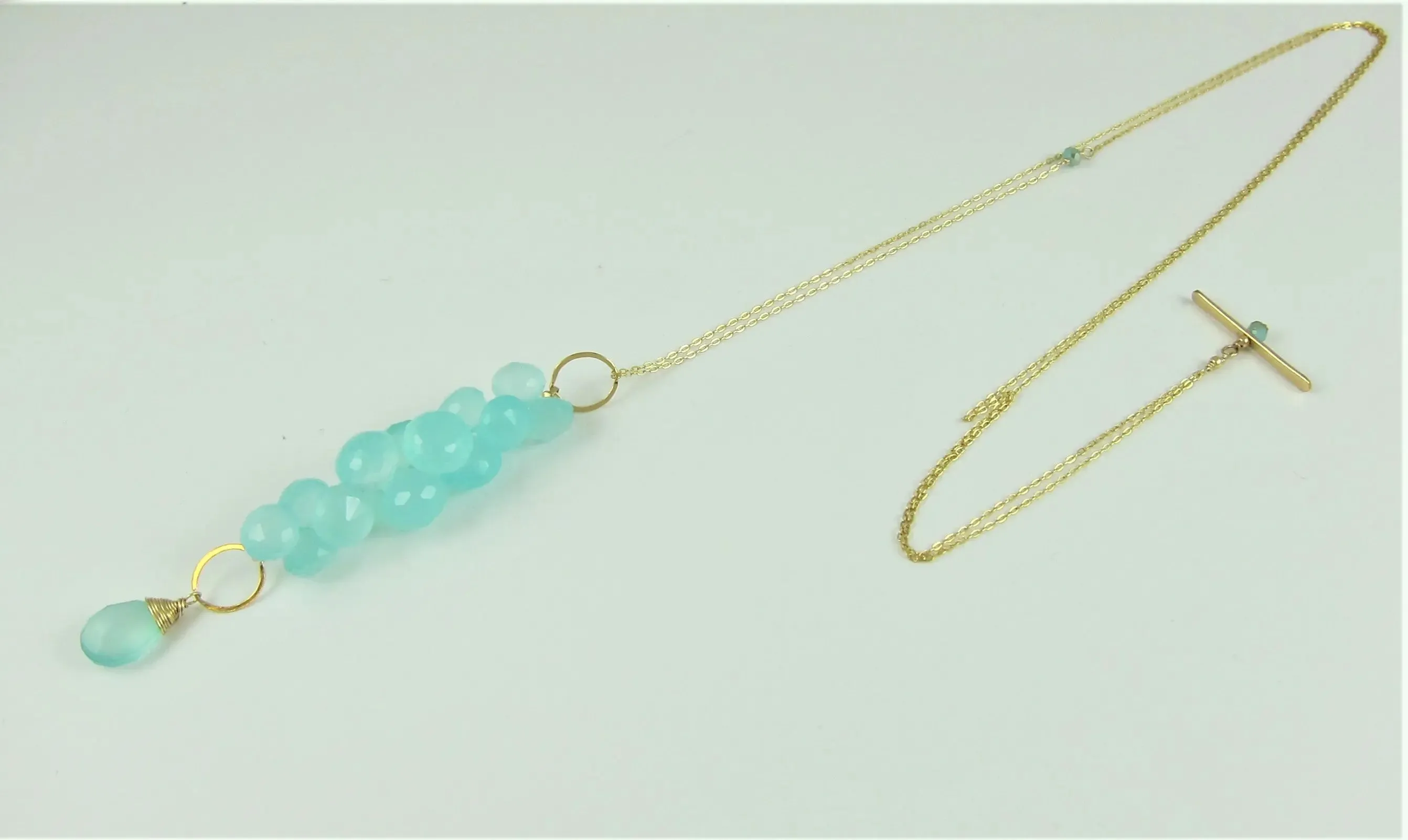 Aqua Chalcedony Cluster Toggle Necklace