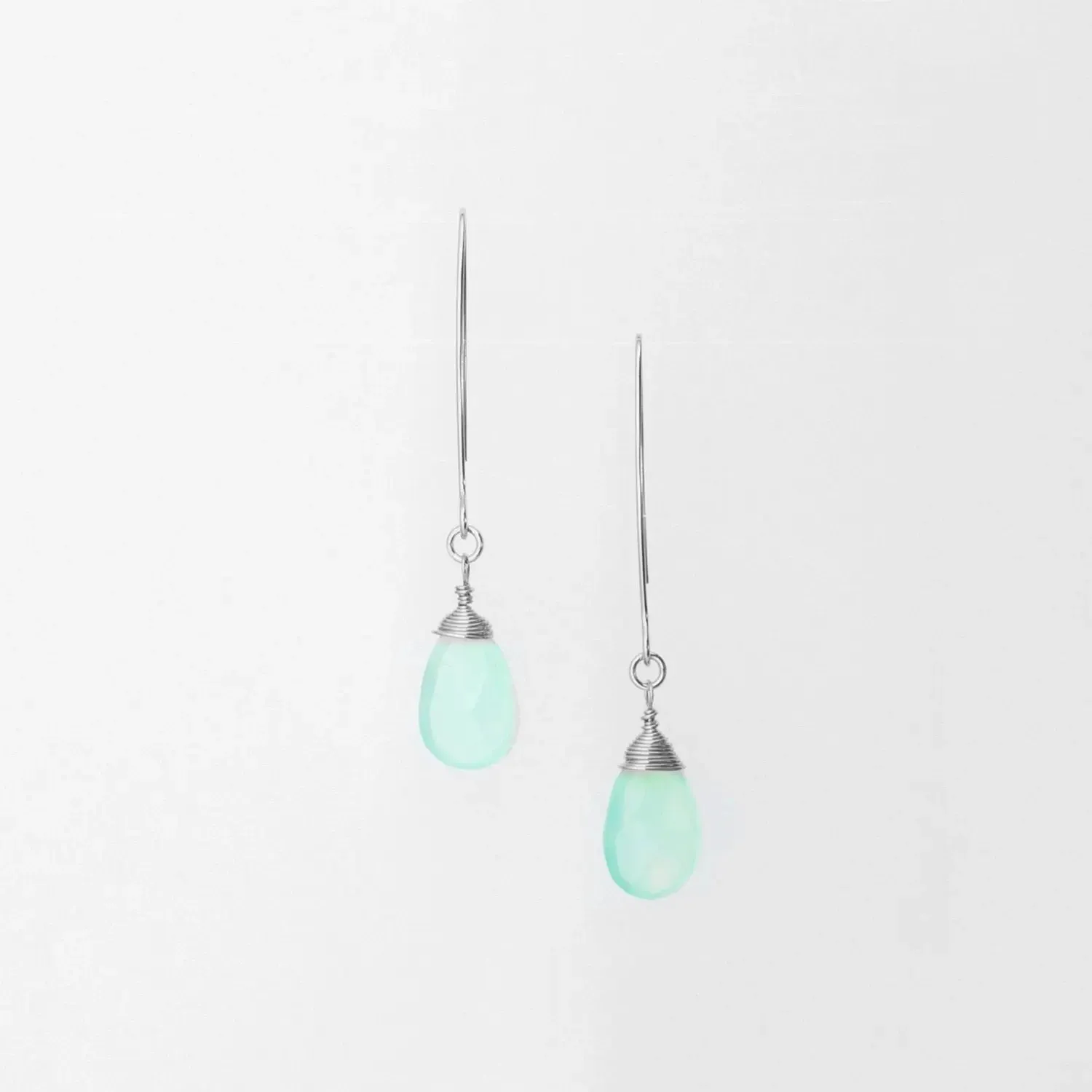 Aqua Chalcedony Teardrop Earring