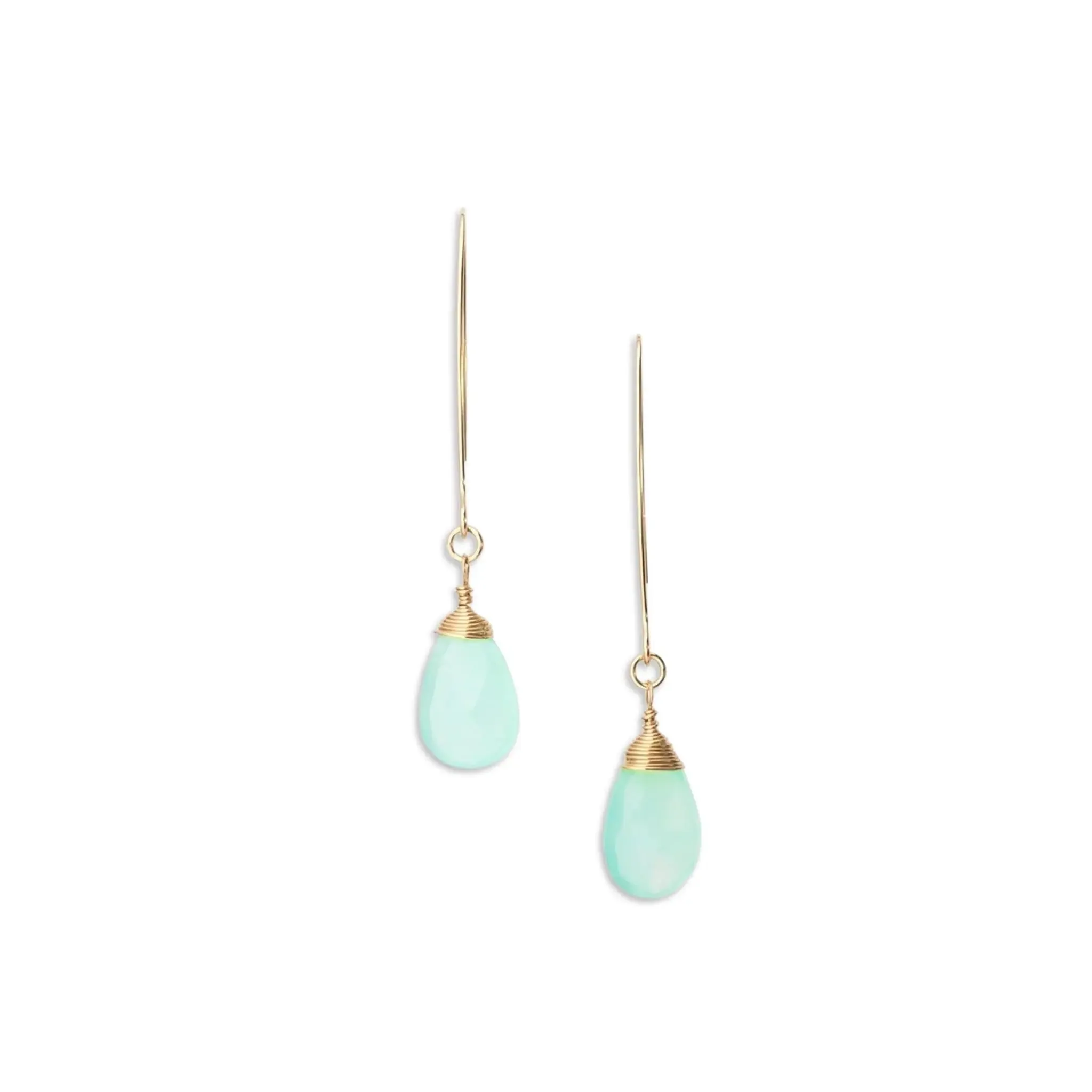 Aqua Chalcedony Teardrop Earring