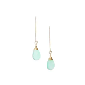 Aqua Chalcedony Teardrop Earring