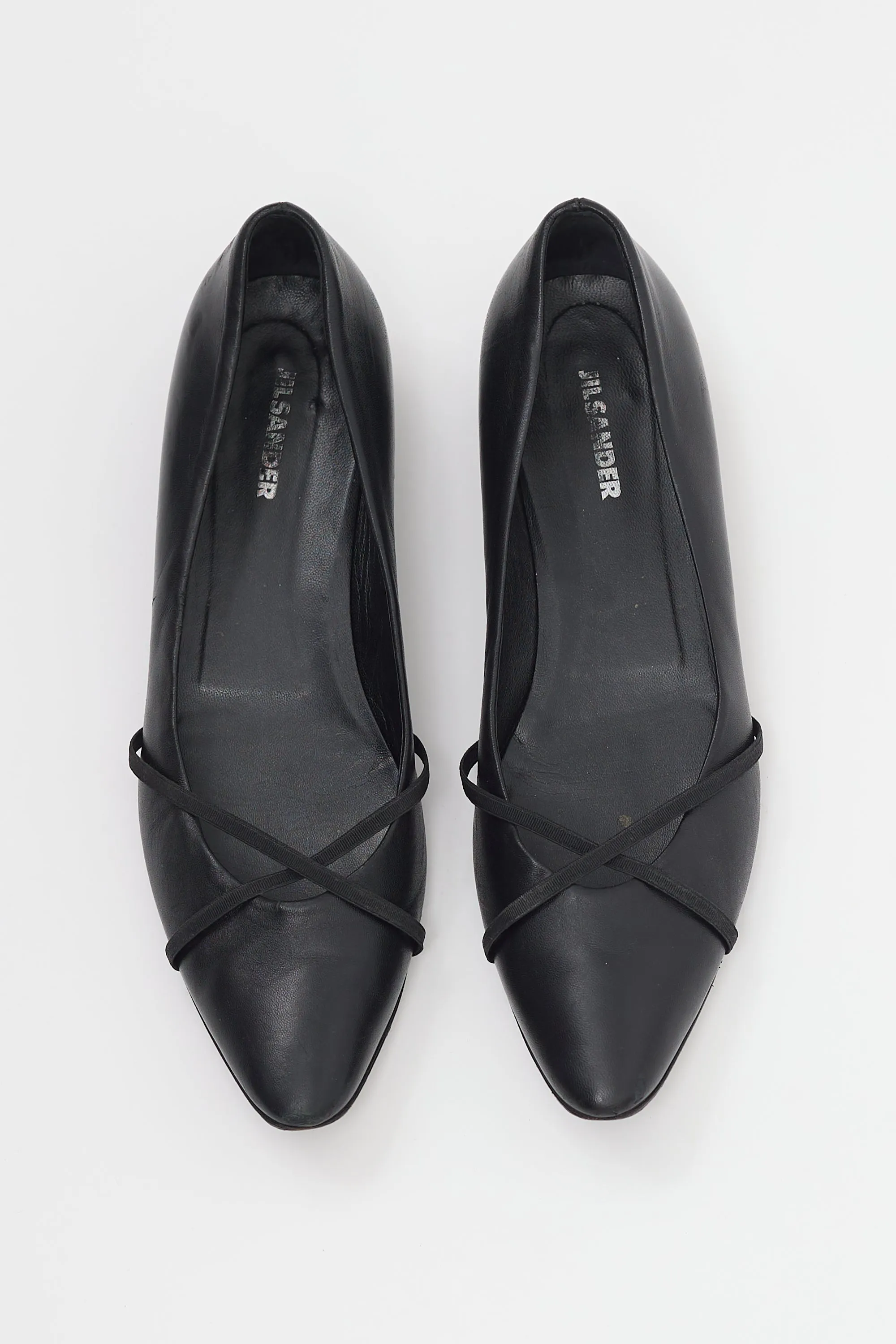 Black Leather Wedge Flat