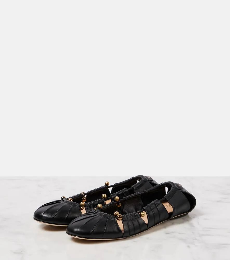 Chloe Luna embellished cutout leather ballet flats