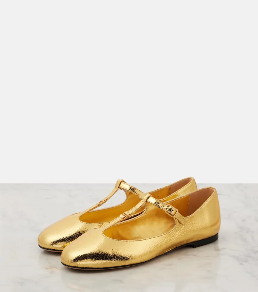 Chloe Marcie metallic leather Mary Jane flats