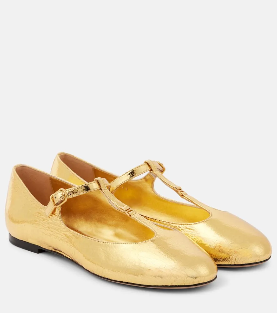 Chloe Marcie metallic leather Mary Jane flats
