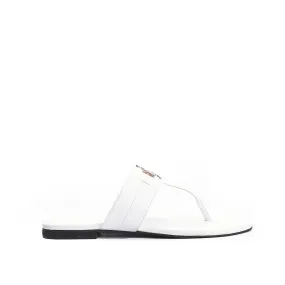 Classic White Leather Flats | 743R-W