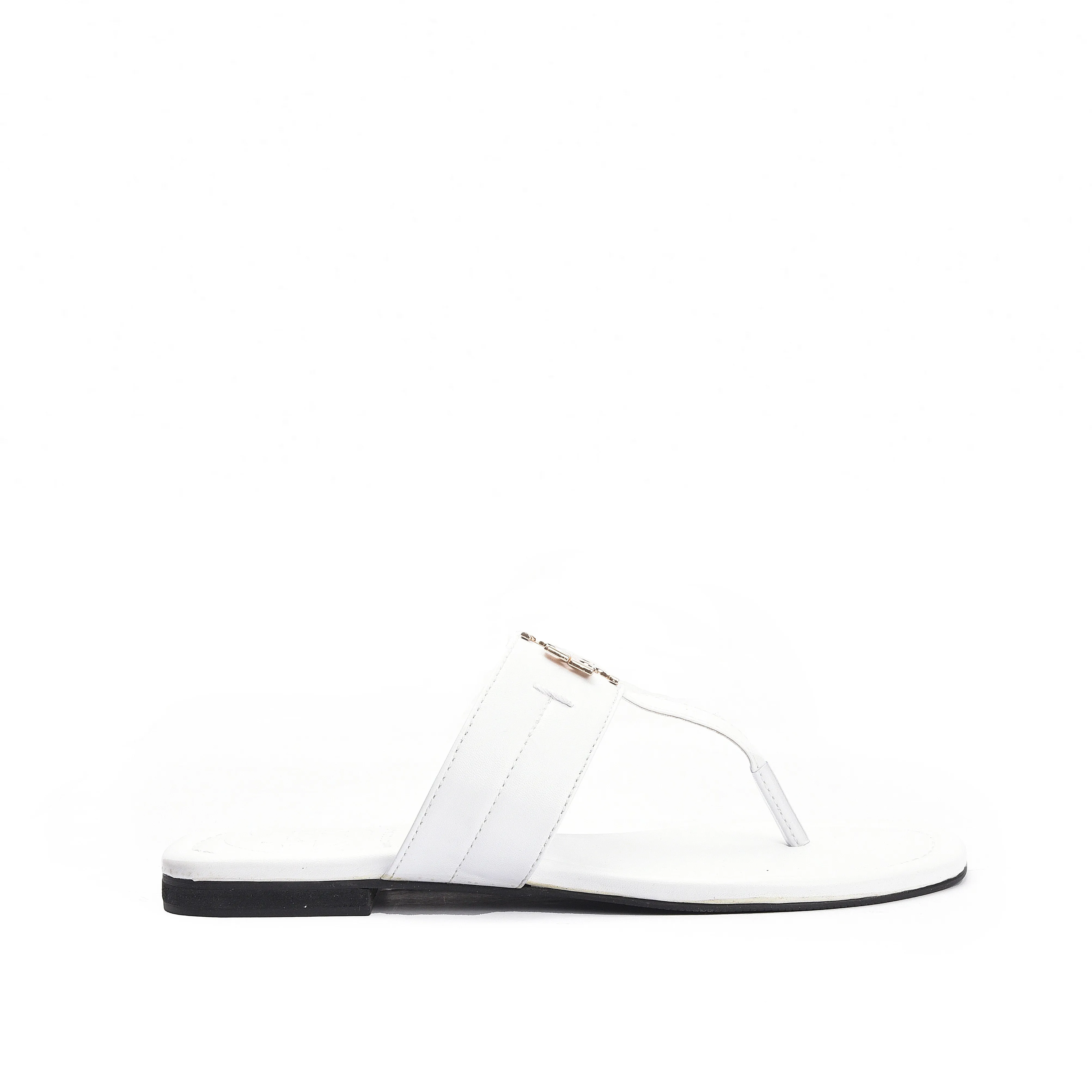 Classic White Leather Flats | 743R-W
