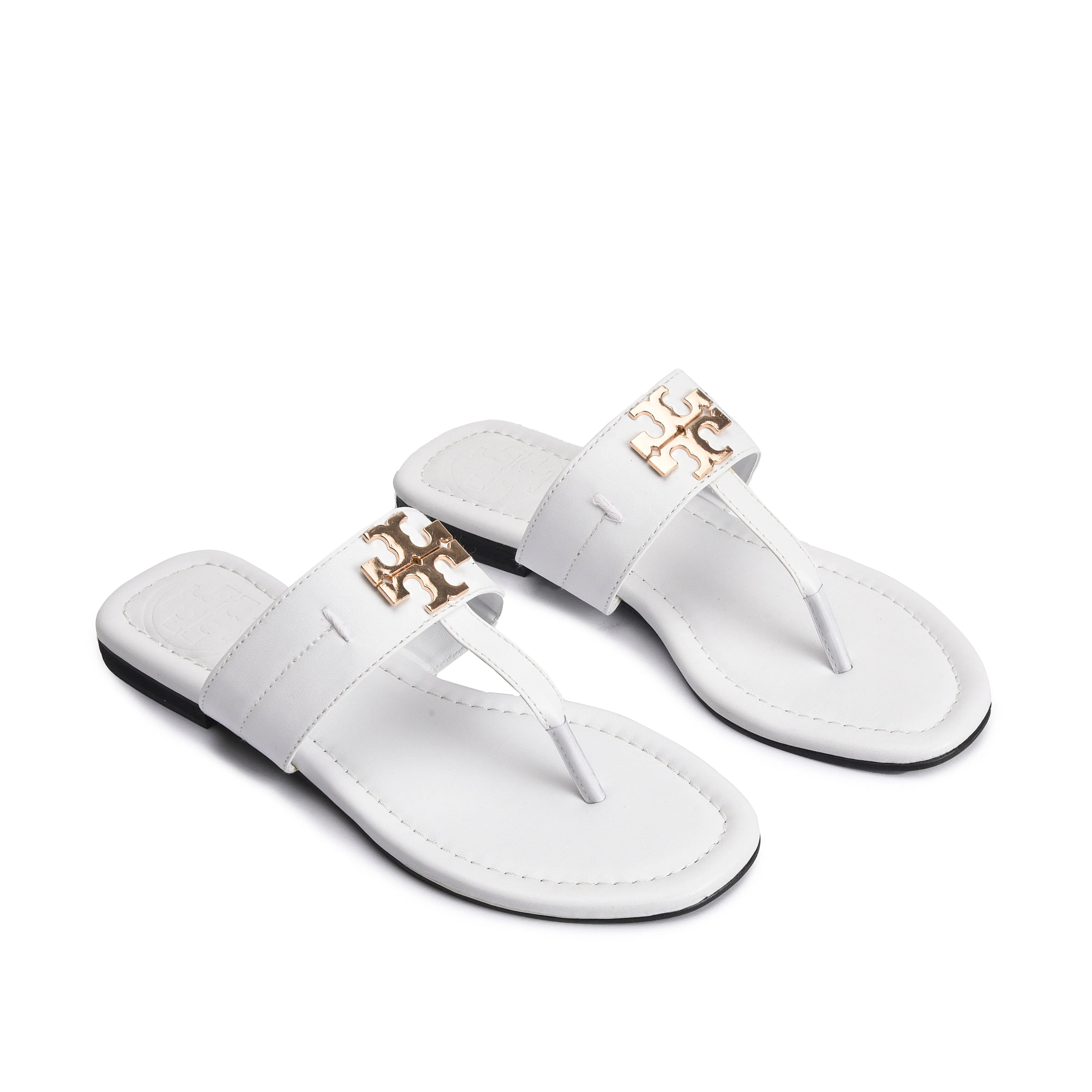 Classic White Leather Flats | 743R-W