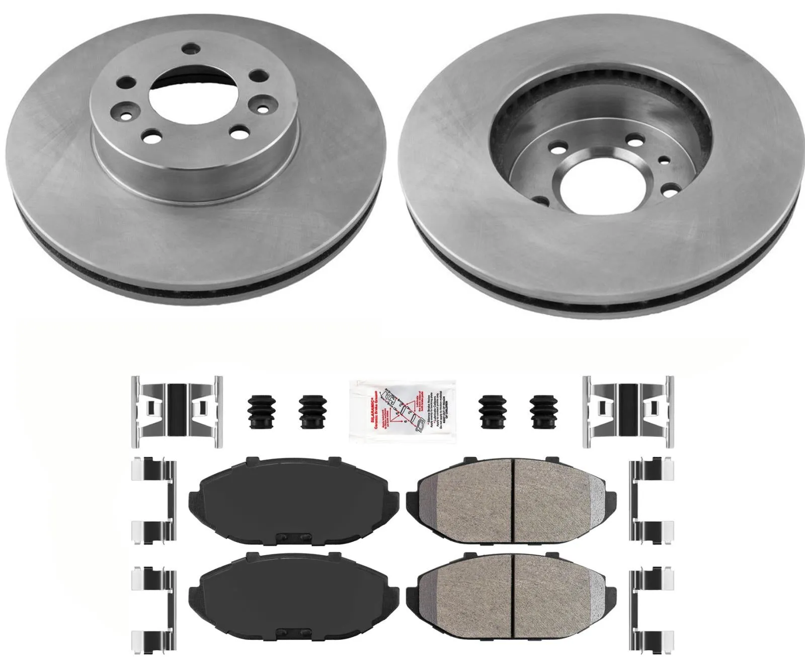 Front Coated Disc Brake Rotors Fleet Duty Semi Metallic Pads For 98-02 Town Car