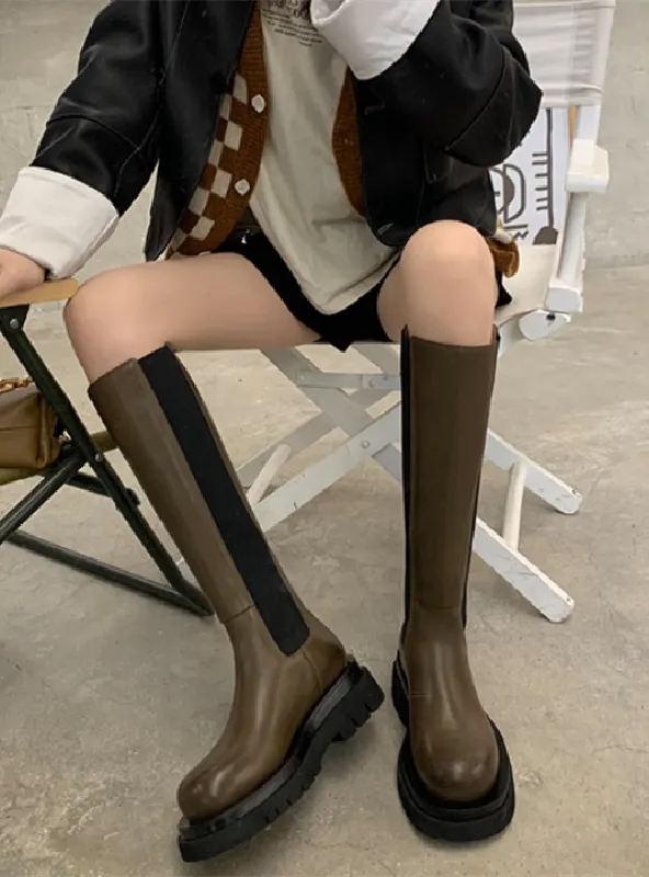 High Riding Round-headed Elastic Boots