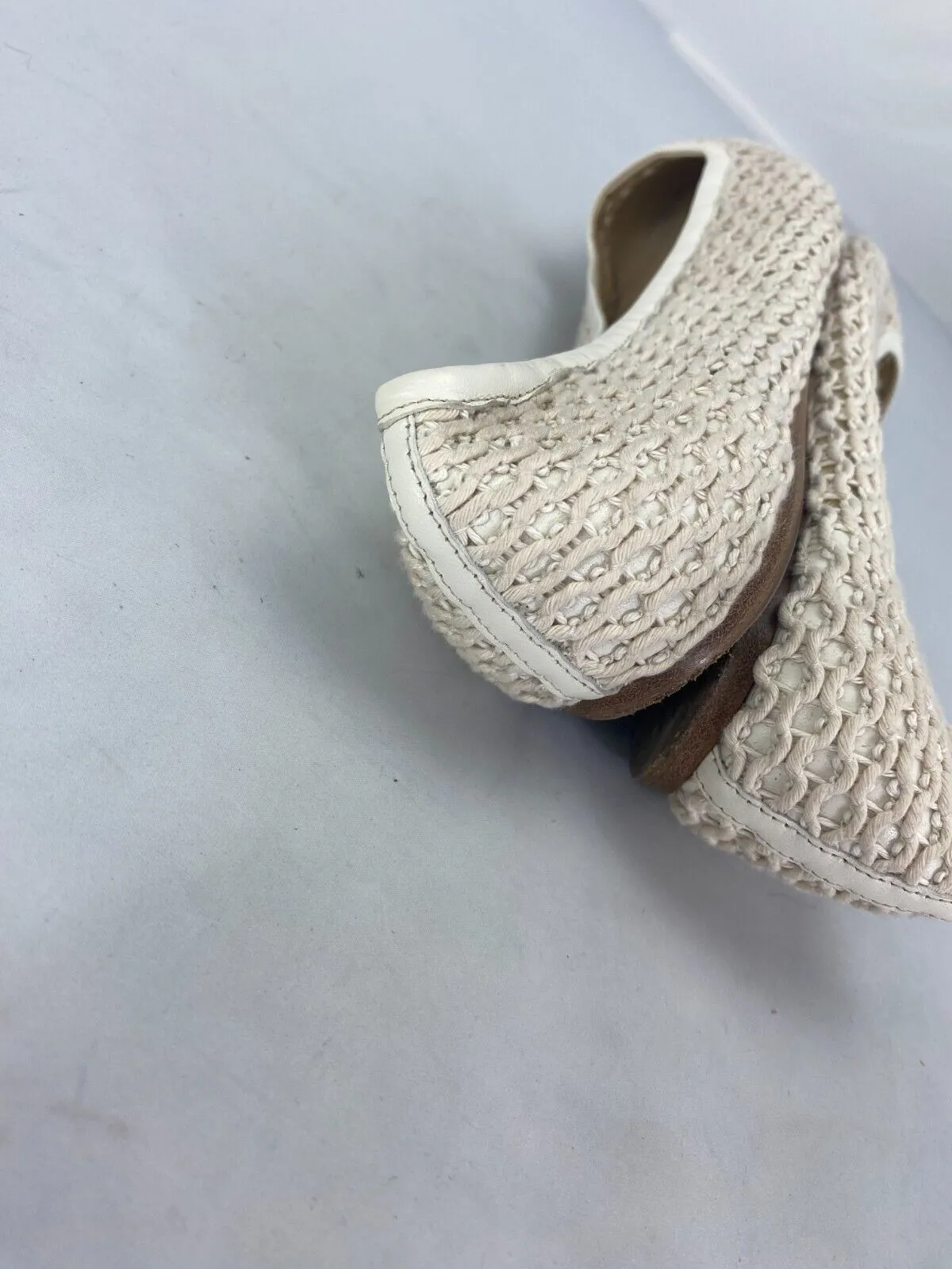 Jimmy Choo cream leather & fabric flat shoes size UK7/US9