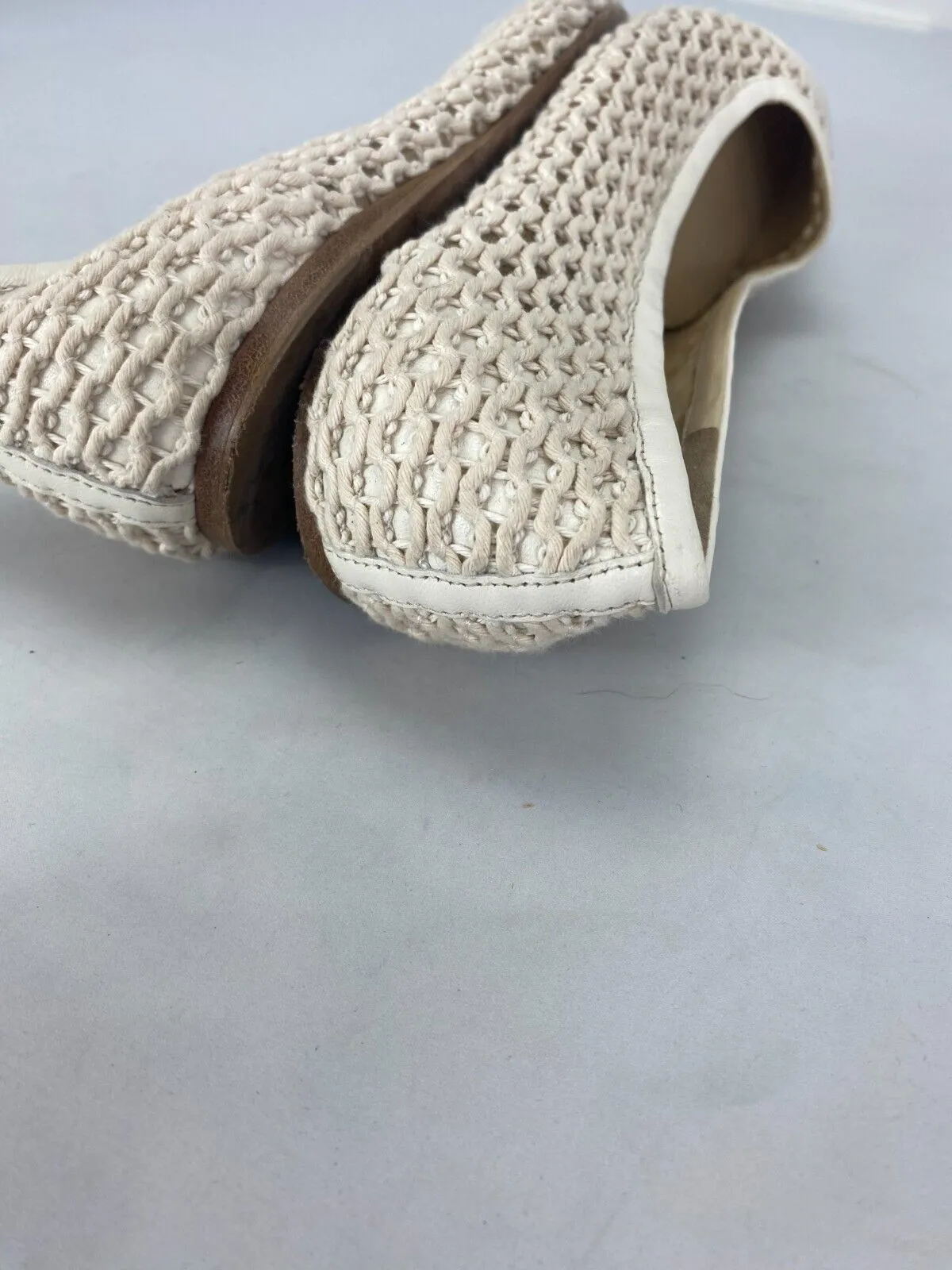 Jimmy Choo cream leather & fabric flat shoes size UK7/US9