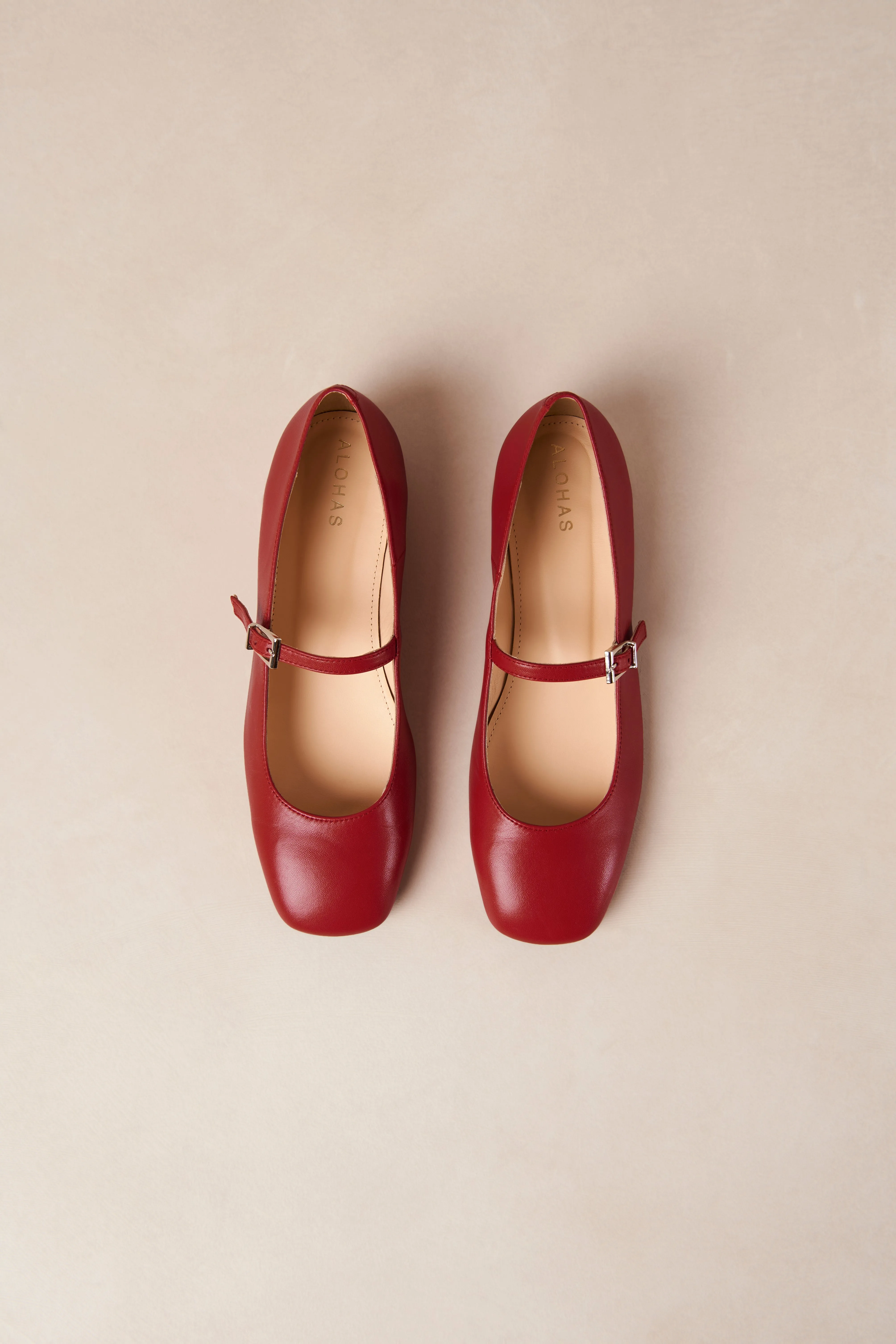 Por Do Sol Leather Ballet Flats - Red