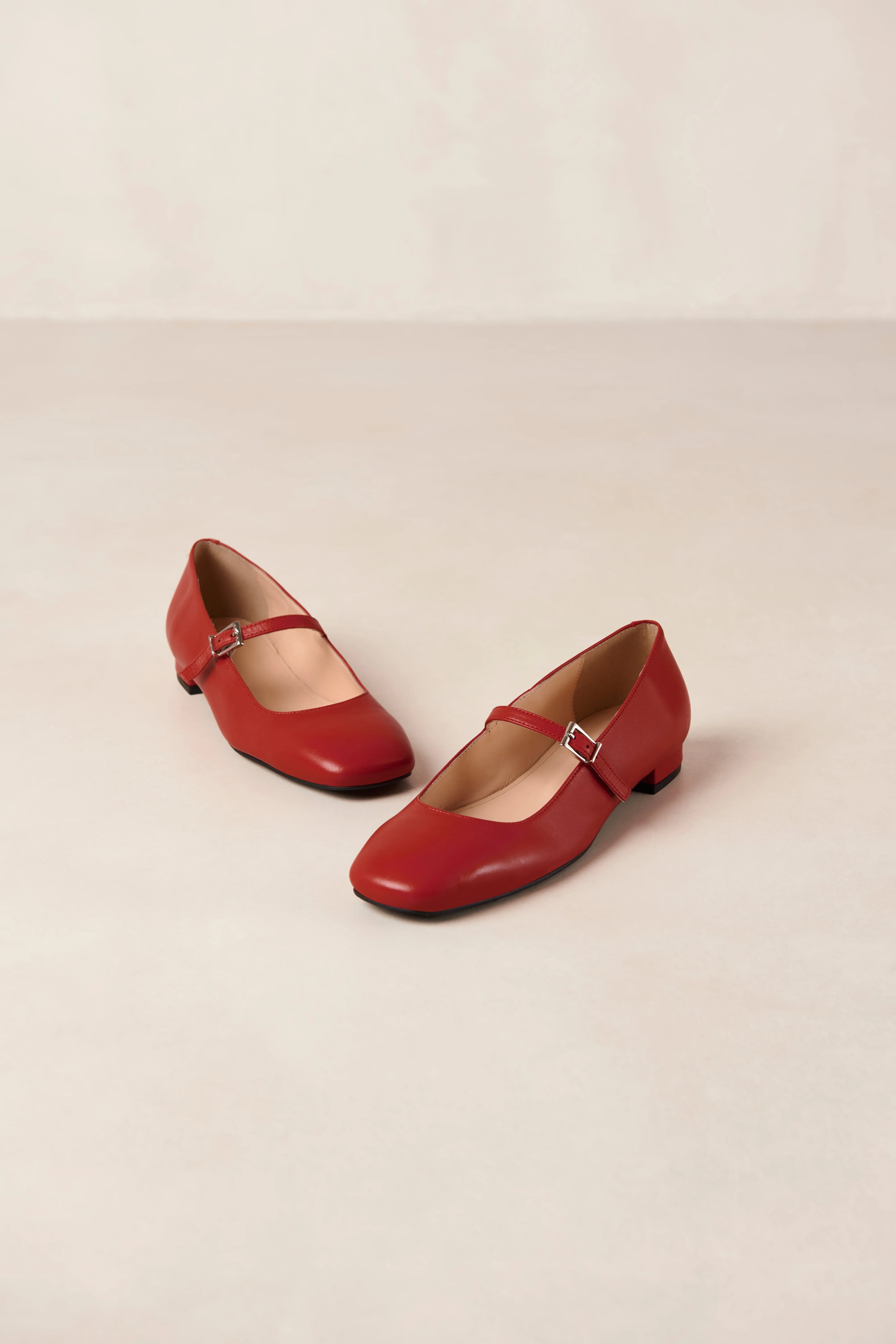 Por Do Sol Leather Ballet Flats - Red