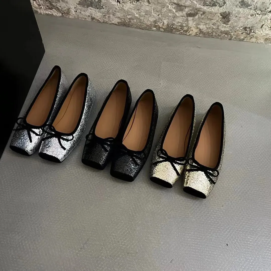 Rafaella Crinkle Metal Effect Ballet Flats