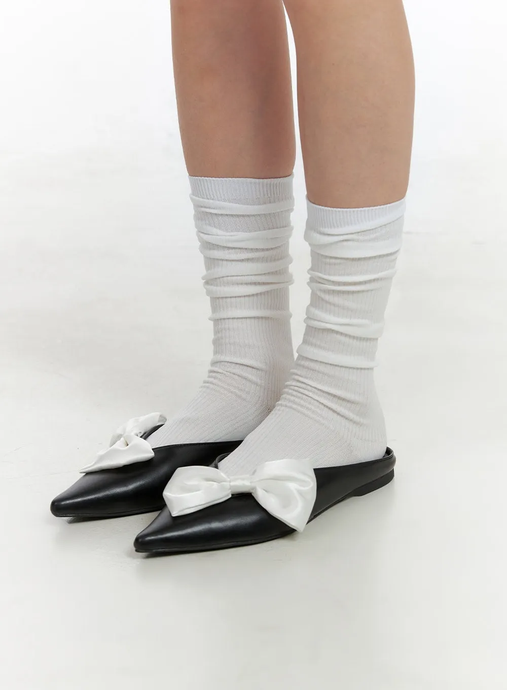 Ribbon Faux Leather Flats OL416