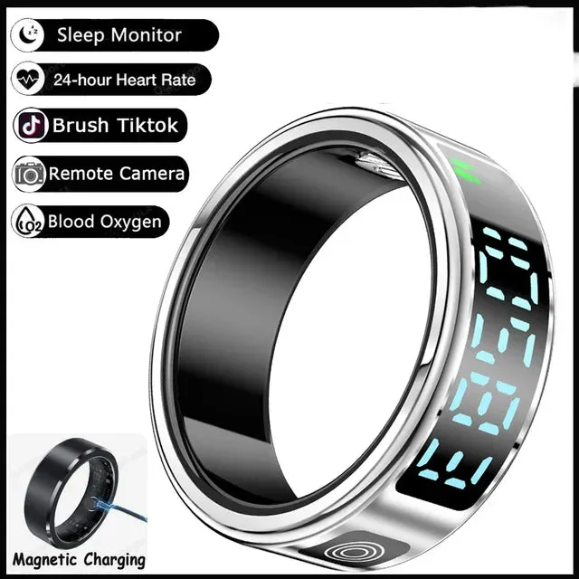Smart Ring – LED Display, Heart Rate & SpO2, Bluetooth, Waterproof