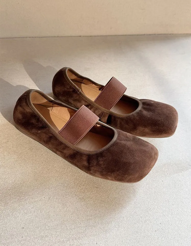 Square Toe Comfortable Suede Ballet Flats