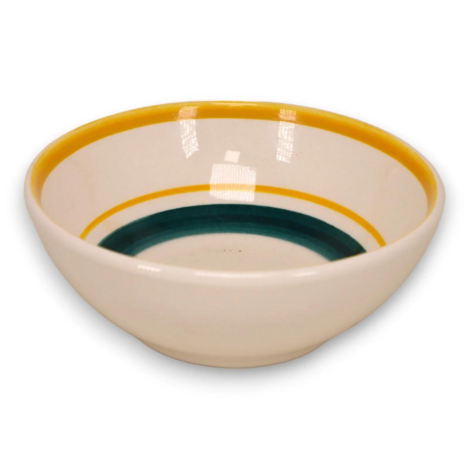 Stangl Pottery Fruit All Purpose Bowl 6 1/8" Yellow Green bands USA Vintage