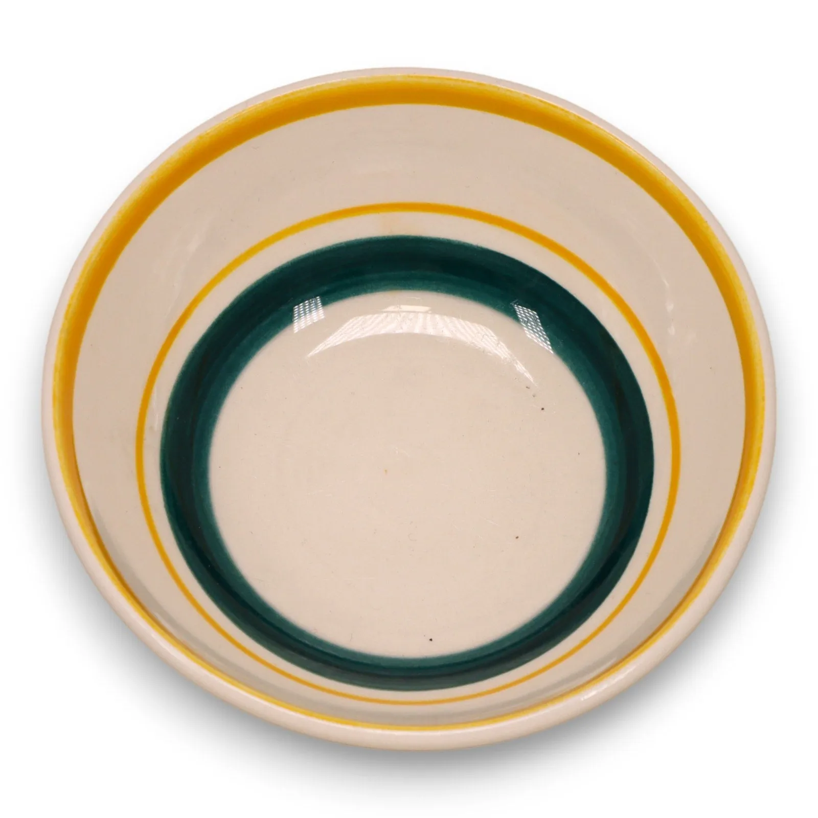 Stangl Pottery Fruit All Purpose Bowl 6 1/8" Yellow Green bands USA Vintage