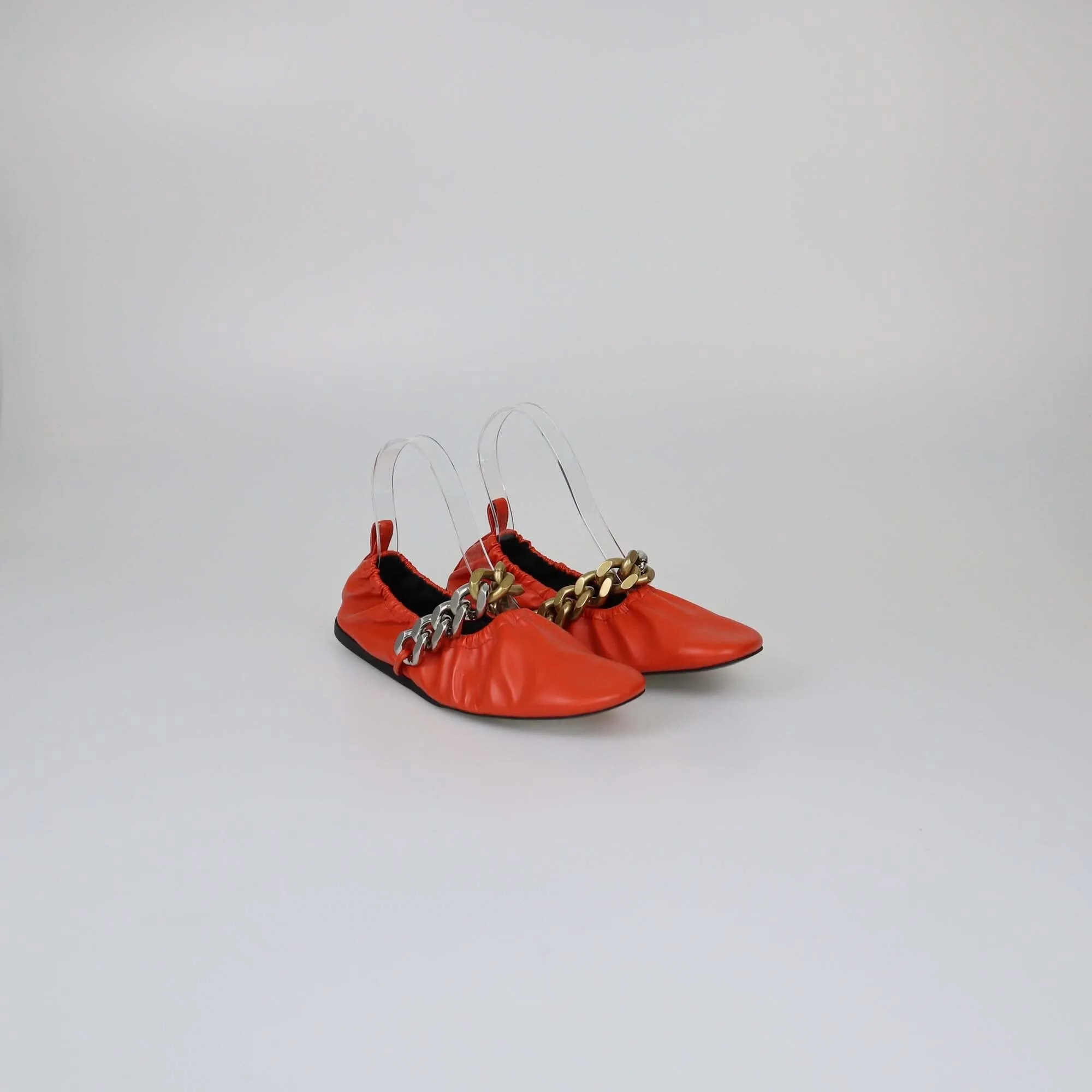 Stella McCartney Orange Chain Falabella Ballet Flats