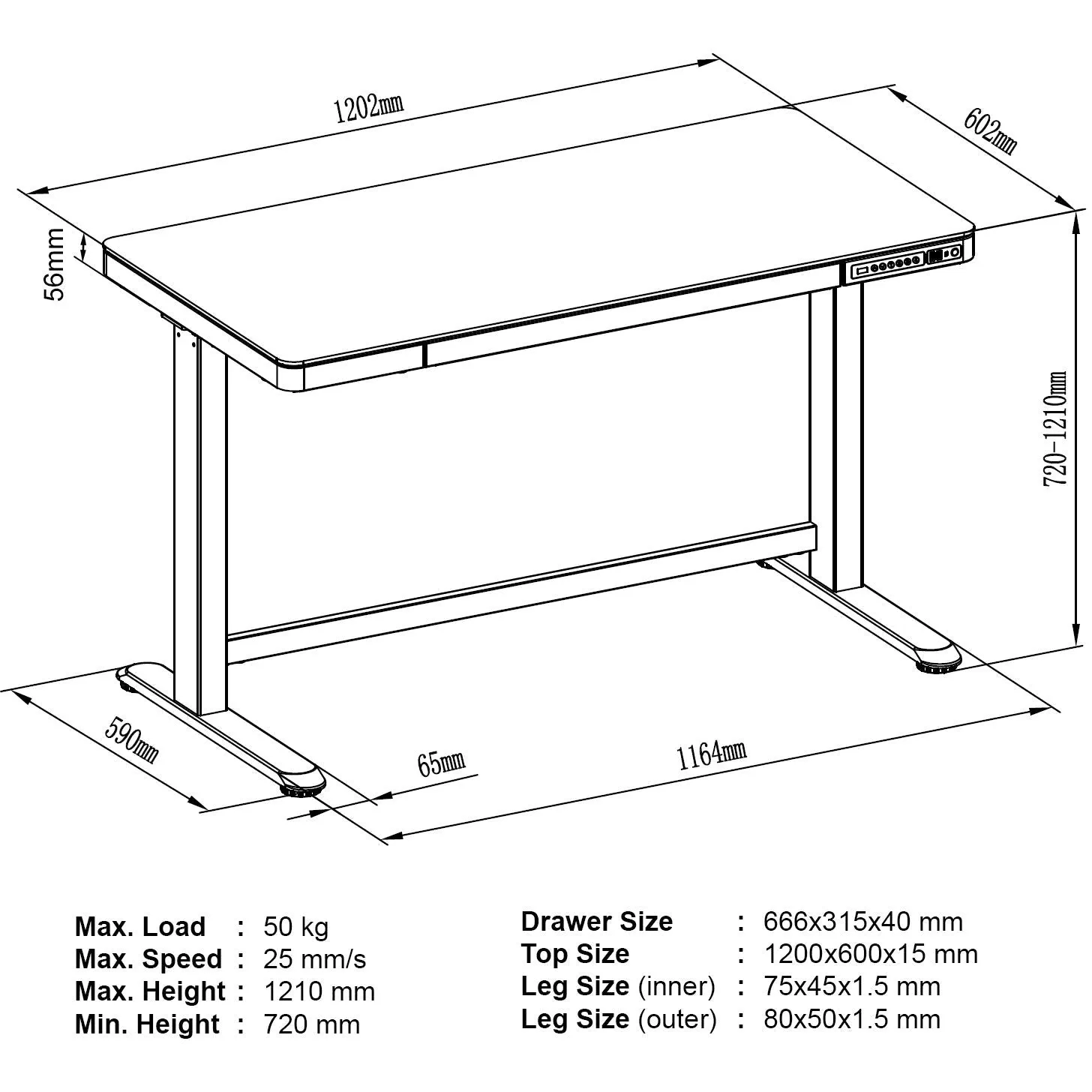 USB Smart Standing Desk - Matt or Glass Finish
