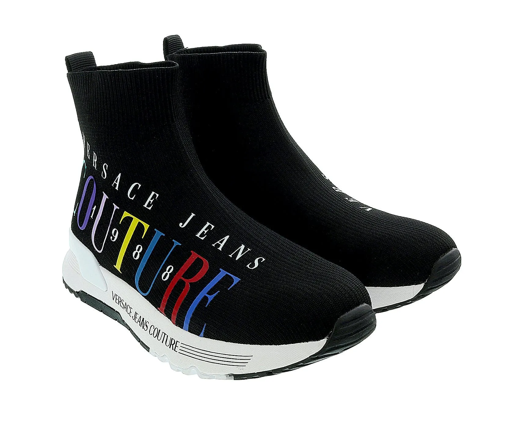 Versace Jeans Couture Black Athletic Fashion Sock Sneakers -