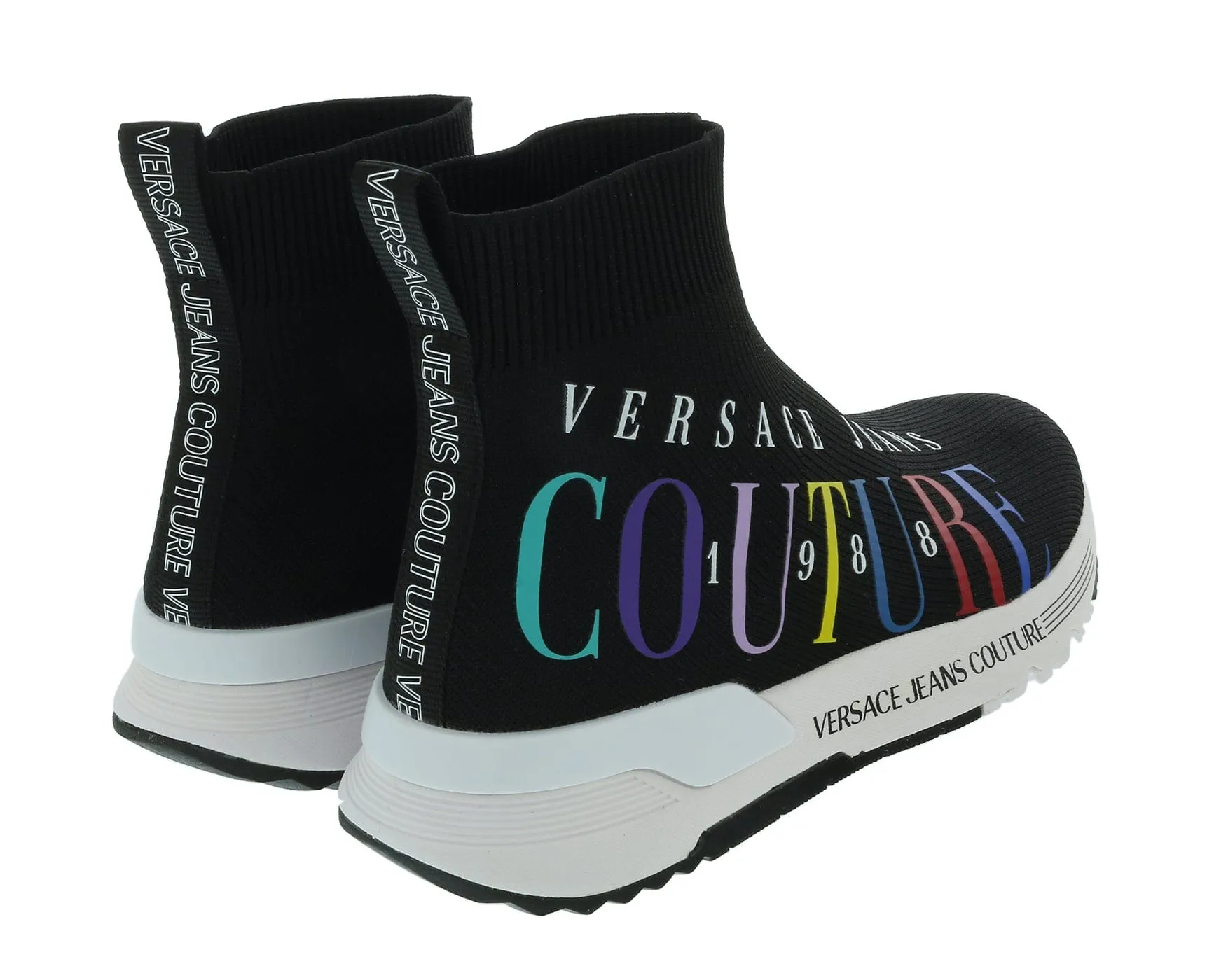 Versace Jeans Couture Black Athletic Fashion Sock Sneakers -